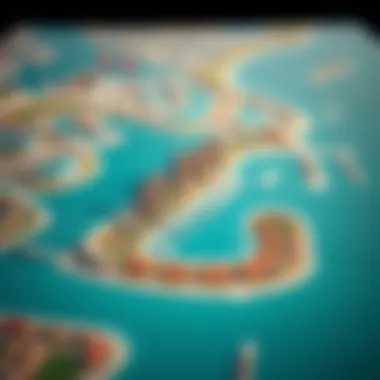 Map highlighting the strategic location of Jumeirah Bay Island in Dubai