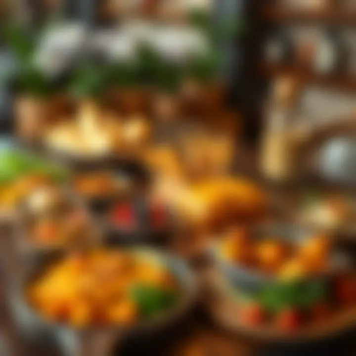 Delight in an Assortment of Flavorful Iraqi Mezze A colorful assortment of Iraqi mezze dishes artfully arranged on a table