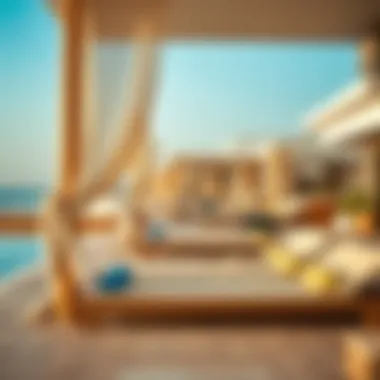 Relaxing Amenities Available at La Mer Amenities at La Mer Beach, including sun loungers and cabanas