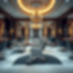 Luxurious interior design of a high-end grooming salon showcasing elegance.