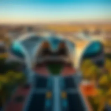 Architectural Marvel: Mall of the Emirates Metro Station Aerial view of Mall of the Emirates Metro Station showcasing its architectural design