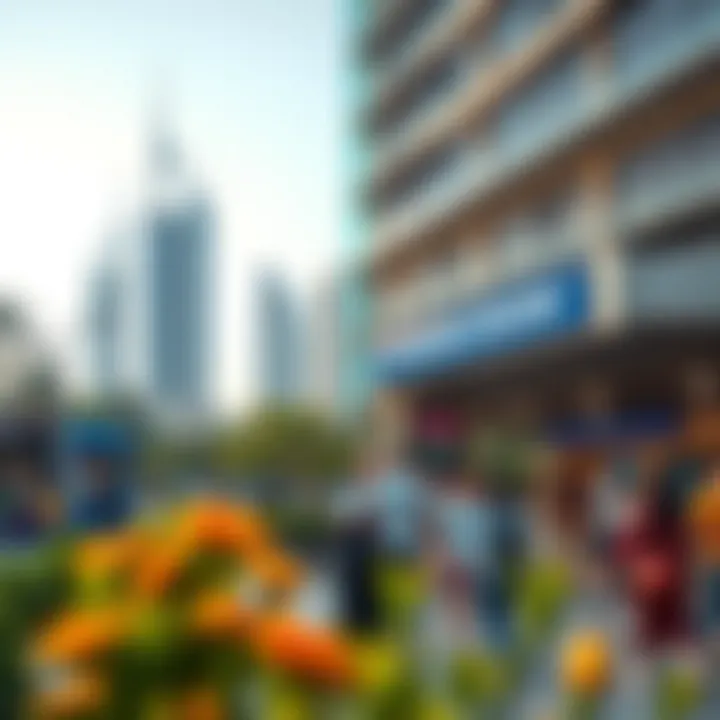 Community Hub: Vibrant Life Around the Metro Station Surrounding area of the station illustrating community interaction and vibrant atmosphere