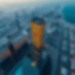 Aerial view showcasing the distinctive design of Maze Tower