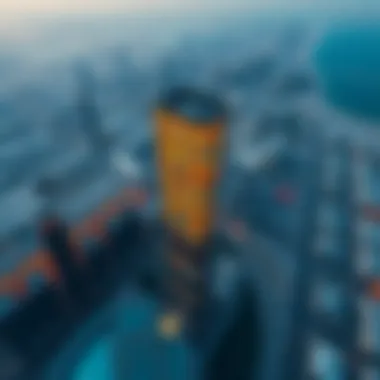 Aerial view showcasing the distinctive design of Maze Tower