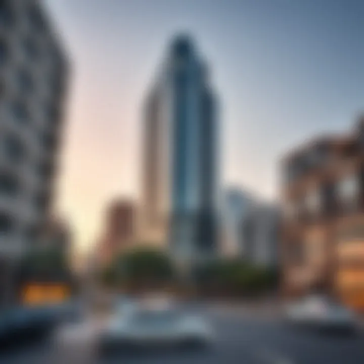 Street-level view highlighting Maze Tower's integration within DIFC