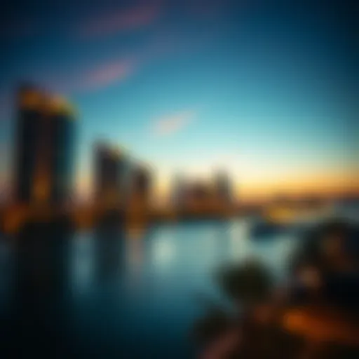 Stunning skyline of Merjan Abu Dhabi at dusk