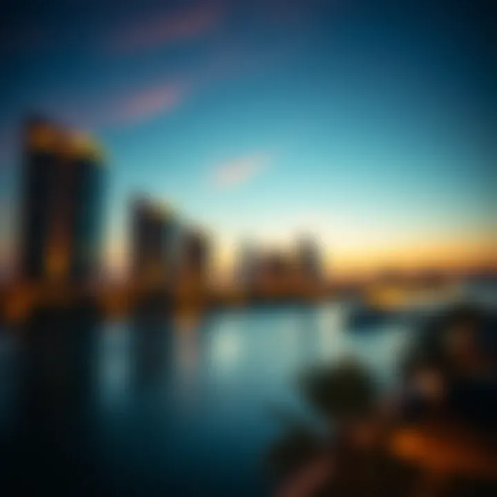 Stunning skyline of Merjan Abu Dhabi at dusk