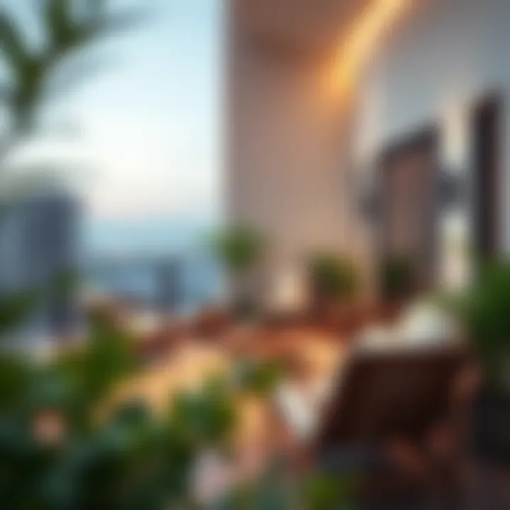 Minimalist Elegance in Balcony Design Contemporary balcony featuring minimalist furniture and greenery