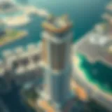 Aerial view of Bay Gate Tower showcasing its architectural design