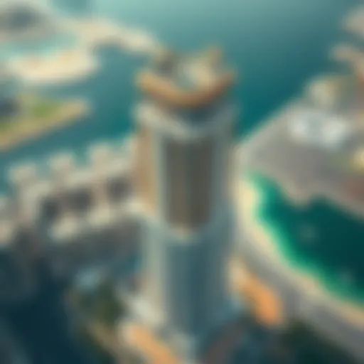 Aerial view of Bay Gate Tower showcasing its architectural design