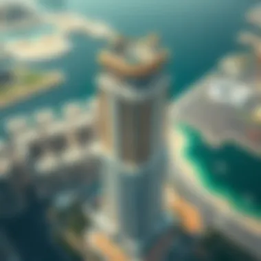 Architectural Marvel: Bay Gate Tower from Above Aerial view of Bay Gate Tower showcasing its architectural design