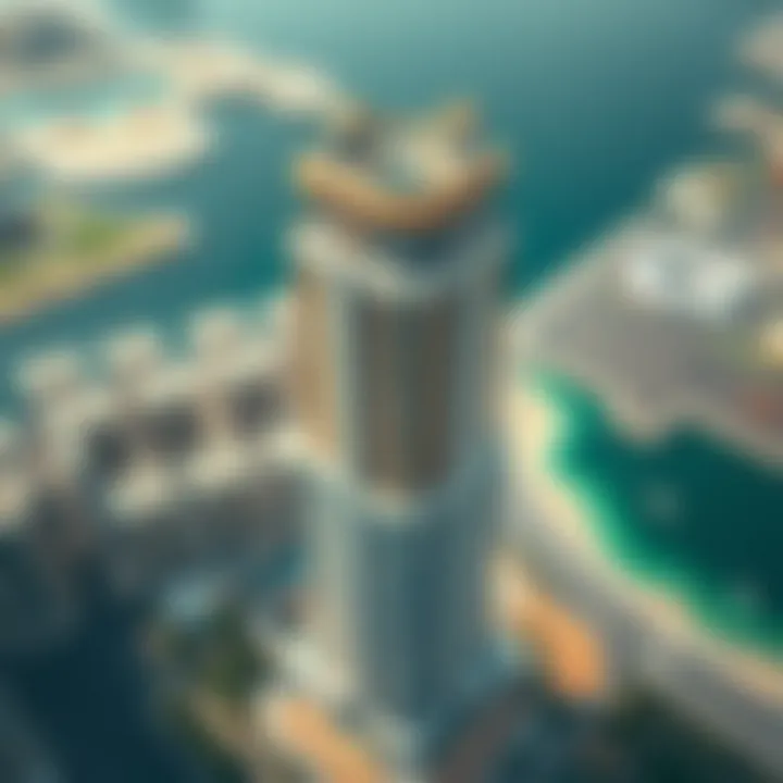 Architectural Marvel: Bay Gate Tower from Above Aerial view of Bay Gate Tower showcasing its architectural design