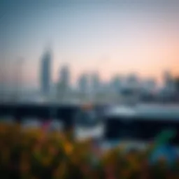 A scenic view of Dubai's skyline with the 91 bus passing by