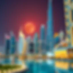 A digital representation of the Dubai skyline symbolizing opportunities for expatriates.