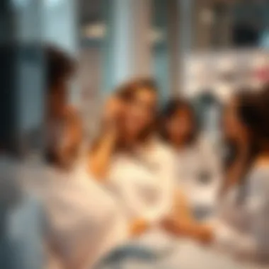Diverse clientele experiencing beauty services