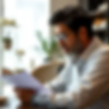 Beauty salon owner reviewing financial documents