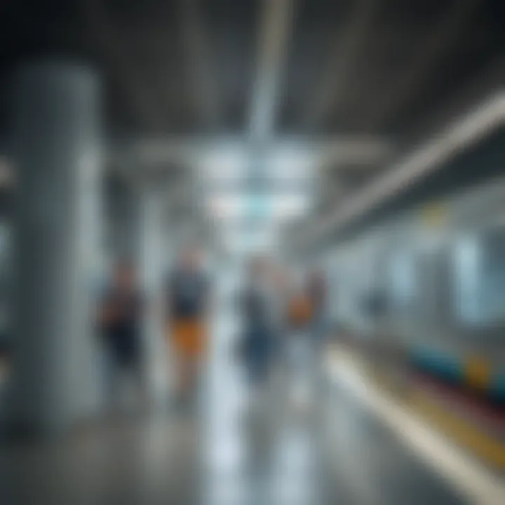 Accessibility Features in Metro Stations Commuters using metro station highlighting accessibility features