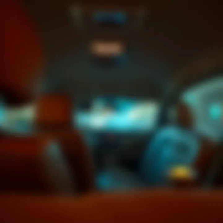 Interior of a modern taxi showcasing comfort and amenities