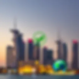 Visual representation of the UAE skyline with a Green Visa icon