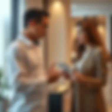 Real estate agent discussing options with potential buyers