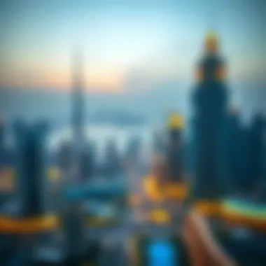 Luxurious Dubai Skyline Highlighting Real Estate Opportunities Luxurious Dubai skyline illustrating real estate opportunities