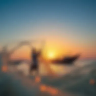 Local fishermen casting nets at Pearl Beach during sunrise