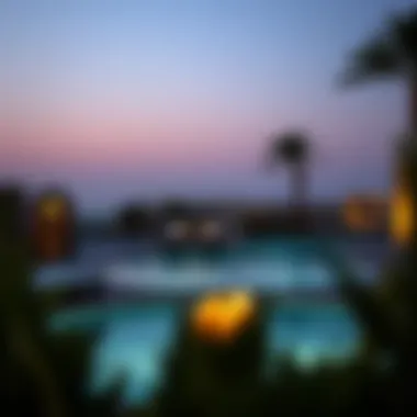 Elegant evening setting by a private pool