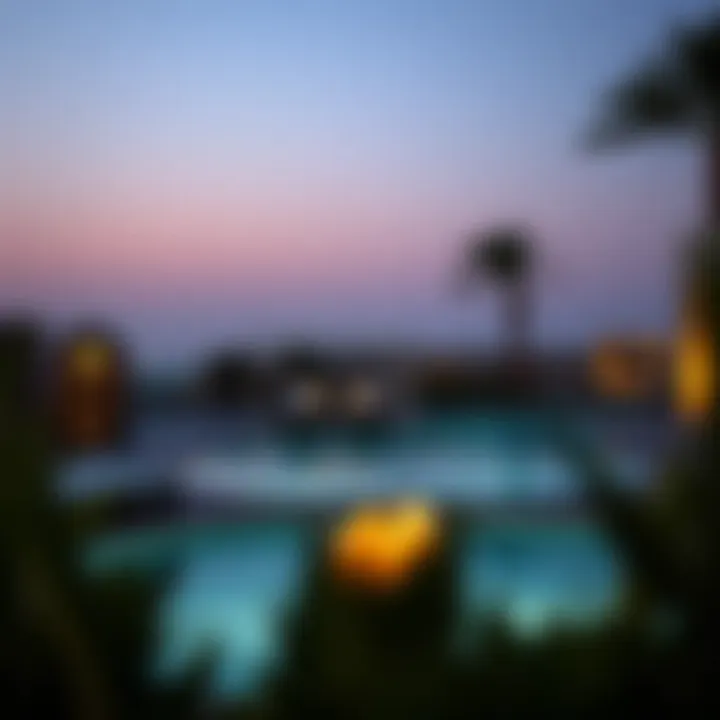 Elegant evening setting by a private pool