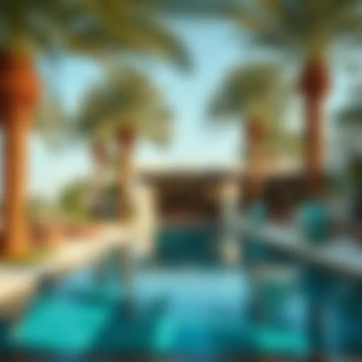 Luxurious private pool surrounded by palm trees