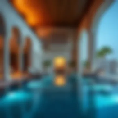 Stunning architecture of a Dubai hotel with a private pool