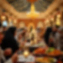 A vibrant Iftar gathering showcasing traditional dishes.
