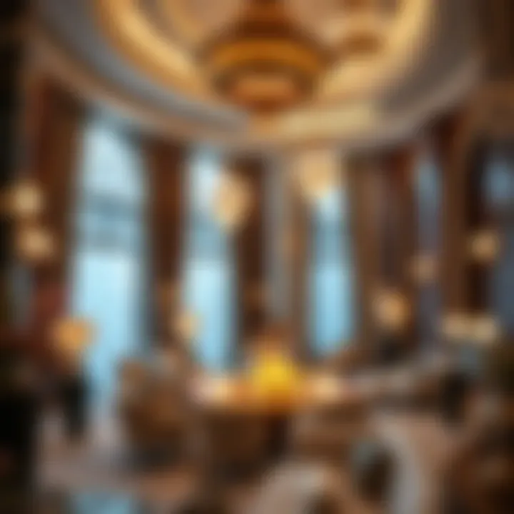 Elegant Ramadan Decor in Dubai Hotels Luxurious Ramadan-themed decor in a hotel.