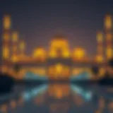 Beautiful mosque illuminated at night during Ramadan