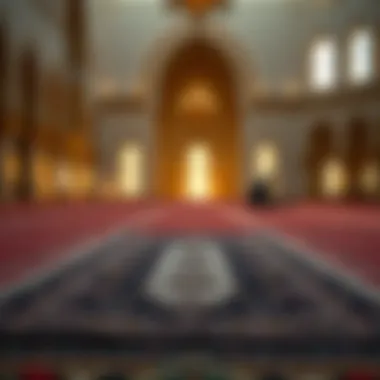 Prayer rug laid out for evening prayers