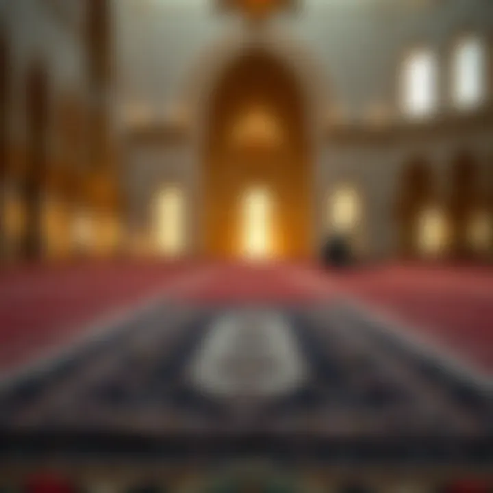 Prayer rug laid out for evening prayers