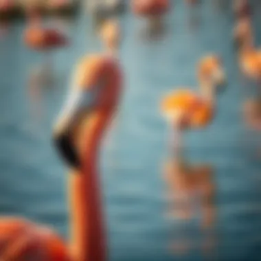 Close-up of a flamingo amidst serene waters, highlighting the elegance of avian life
