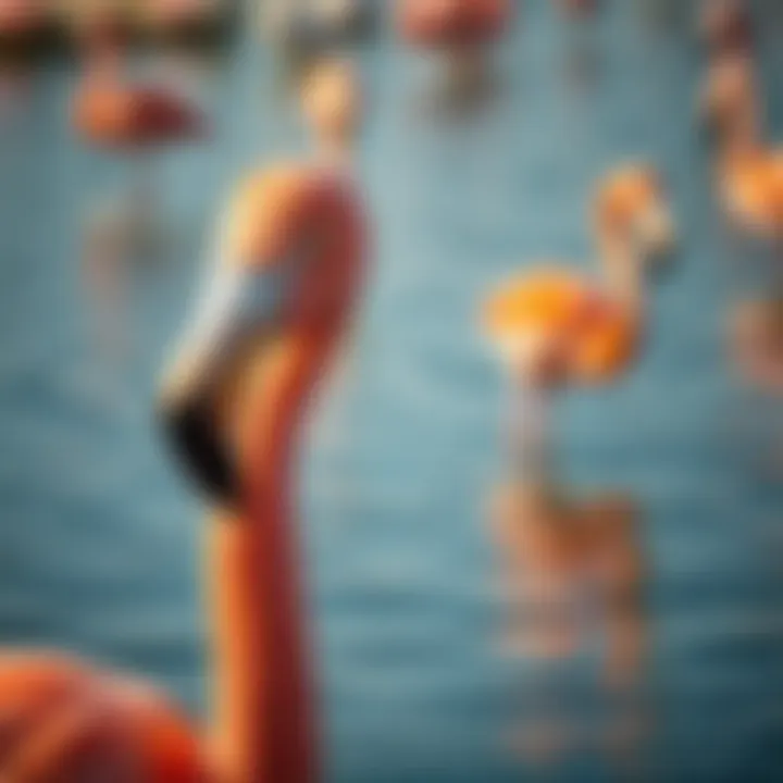 Close-up of a flamingo amidst serene waters, highlighting the elegance of avian life