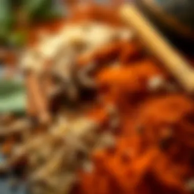 A close-up of spices used in mandi preparation, emphasizing their importance in flavor development