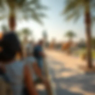 Visitors enjoying the serene atmosphere of Safari Dubai Park.