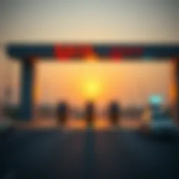 A detailed view of a Salik toll gate in Dubai