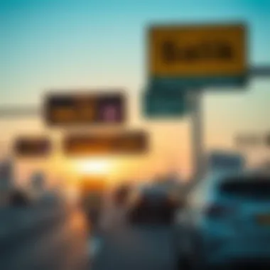 A scenic view of Dubai roads with Salik signage visible