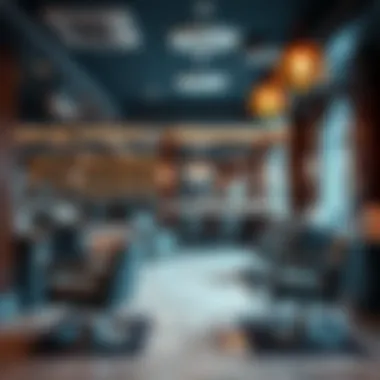 A sophisticated atmosphere of a luxury barber shop emphasizing comfort and style.