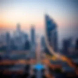 Panoramic view of Sukoon Tower against the Dubai skyline