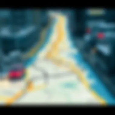 Map of Dubai highlighting taxi routes