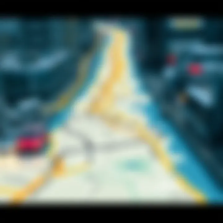 Map of Dubai highlighting taxi routes