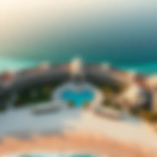 Aerial Perspective of Luxury Resort Aerial view of The Address Beach Resort showcasing its stunning beachfront location