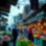 A bustling market showcasing diverse cultural influences in Dubai