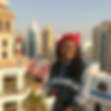 A skyline view featuring modern architecture and traditional elements