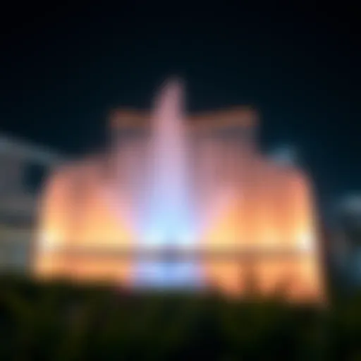 Majestic view of the Dubai Fountains performing at night
