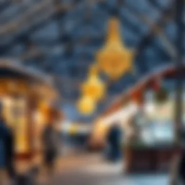 An elegant outdoor market showcasing local crafts during winter